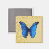 Mooie blauwe vlinder  kunst magneet (Voorkant / Achterkant)