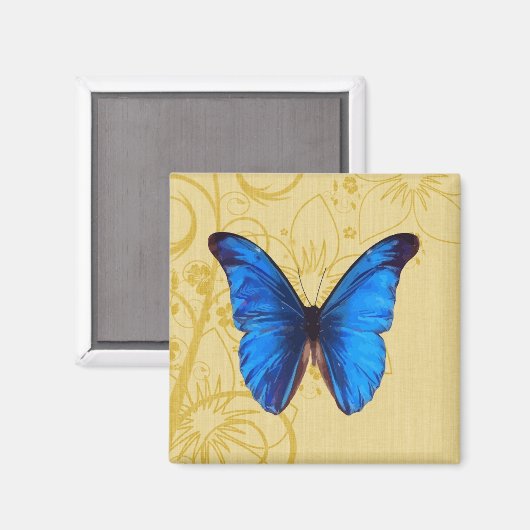 Mooie blauwe vlinder  kunst magneet (Voorkant / Achterkant)