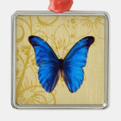 Mooie blauwe vlinder  kunst metalen ornament (Voorkant)