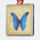 Mooie blauwe vlinder  kunst metalen ornament (Links)