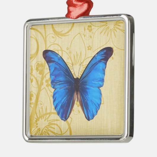 Mooie blauwe vlinder  kunst metalen ornament (Links)