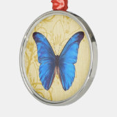 Mooie blauwe vlinder  kunst metalen ornament (Links)