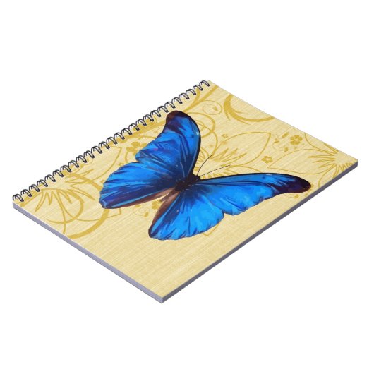 Mooie blauwe vlinder  kunst notitieboek (Linkerzijde)