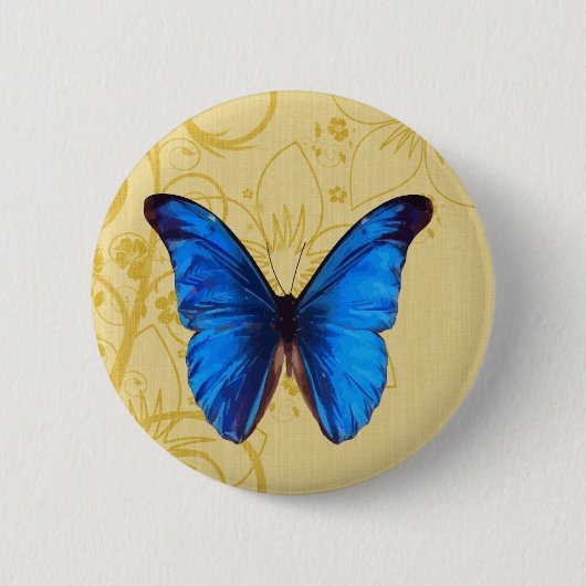 Mooie blauwe vlinder  kunst ronde button 5,7 cm (Voorkant)