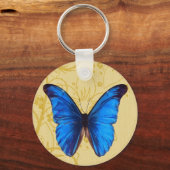 Mooie blauwe vlinder  kunst sleutelhanger (Voorkant)