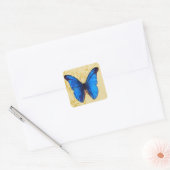 Mooie blauwe vlinder  kunst vierkante sticker (Envelop)