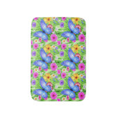 Mooie blauwe vlinder met bloemen Waterverf Badmat (Voorkant Verticaal)