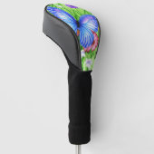 Mooie blauwe vlinder met bloemen Waterverf Golfheadcover (Schuin)