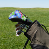 Mooie blauwe vlinder met bloemen Waterverf Golfheadcover (Insitu)