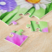 Mooie blauwe vlinder met bloemen Waterverf Legpuzzel (Zijkant)