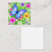 Mooie blauwe vlinder met bloemen Waterverf Notitiekaartje (Voorkant / Achterkant)
