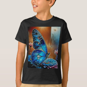 Mooie blauwe vlinder t-shirt