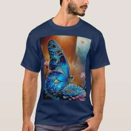 Mooie blauwe vlinder t-shirt