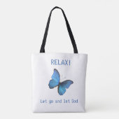 Mooie blauwe vlinder tote bag (Achterkant)