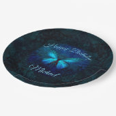 Mooie blauwe vlinderdag papieren bordje (Gekanteld)