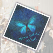 Mooie blauwe vlinderdag servet