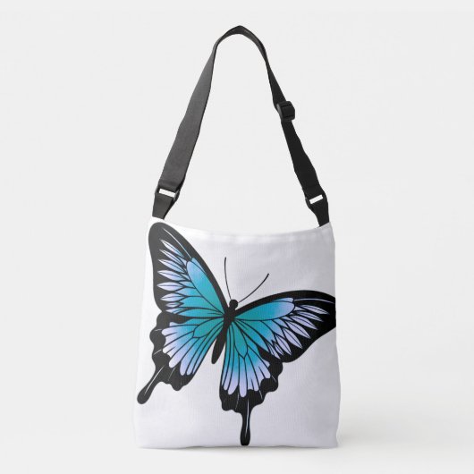 Mooie blauwe vlinderdwarse Canvas tas (Voorkant)