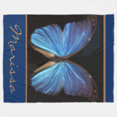 Mooie blauwe vlinderfotografie fleece deken (Voorkant (Horizontaal))