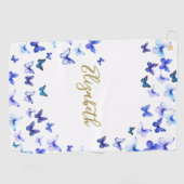 Mooie Blauwe Vlinders Aangepaste Naam Golf Handdoe Golfhanddoek (Horizontaal)