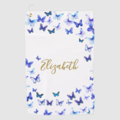 Mooie Blauwe Vlinders Aangepaste Naam Golf Handdoe Golfhanddoek (Voorkant)