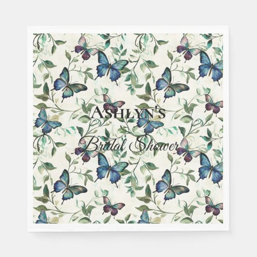 Mooie Blauwe Vlinders Bruidsfeest Servet (Voorkant)