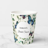 Mooie Blauwe Vlinders Bruidsmeisjesfeest Papieren Bekers (Voorkant)