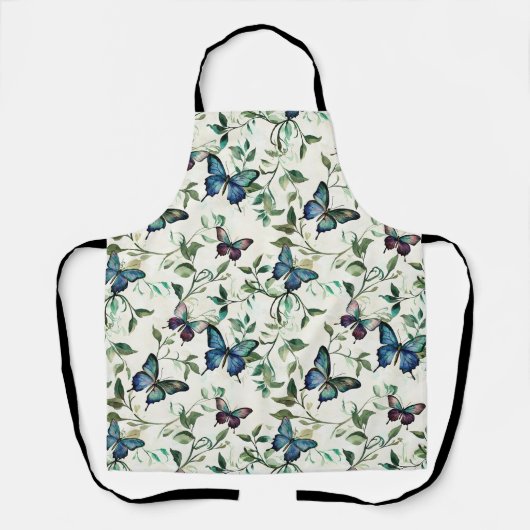 Mooie Blauwe Vlinders Bruidsuitnodiging Schort (Voorkant)