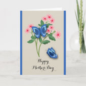 Mooie Blauwe Vlinders - Flowers Moederdag Kaart (Voorkant)