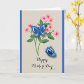 Mooie Blauwe Vlinders - Flowers Moederdag Kaart (Gele Bloem)