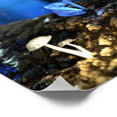 Mooie blauwe vlinders in het bos poster (Hoek)