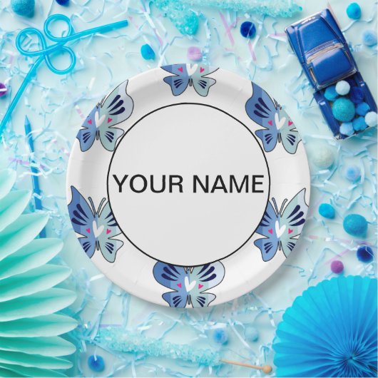 Mooie Blauwe Vlinders Papieren Bordje (Feest)