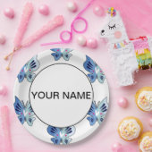 Mooie Blauwe Vlinders Papieren Bordje (Feest)