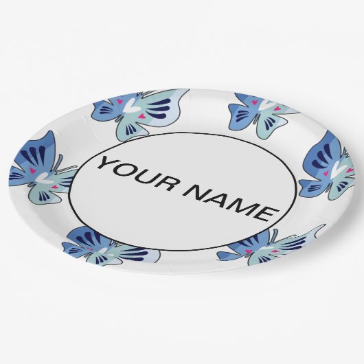 Mooie Blauwe Vlinders Papieren Bordje (Gekanteld)