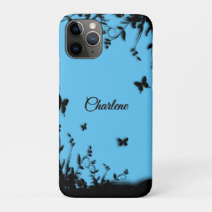 Mooie blauwe vlindertuin op maat Case-Mate iPhone case