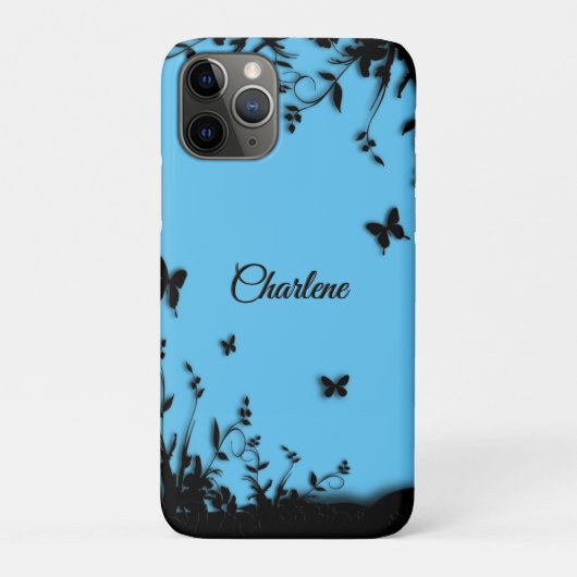 Mooie blauwe vlindertuin op maat Case-Mate iPhone case (Achterkant)