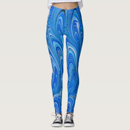 Mooie Blauwe Vloeibare Marmeren Leggings