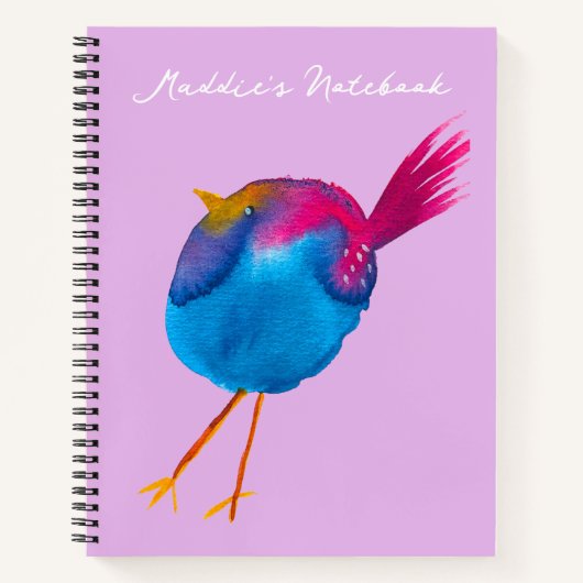 Mooie blauwe vogel aquarel notitieboek (Voorkant)