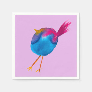 Mooie blauwe vogel aquarel servet
