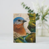 Mooie Blauwe Vogel Bos Kaart Collage (Staand voorkant)