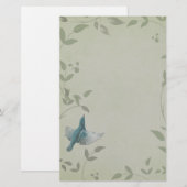 Mooie blauwe vogel briefpapier (Voorkant / Achterkant)