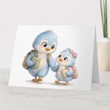 Mooie Blauwe Vogel Broer en Zus Bedanktkaart