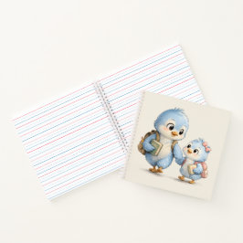 Mooie Blauwe Vogel Broer en Zus Herinnerings Foto Notitieboek