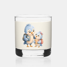 Mooie Blauwe Vogel Broer en Zus Shotglas Whisky Glas