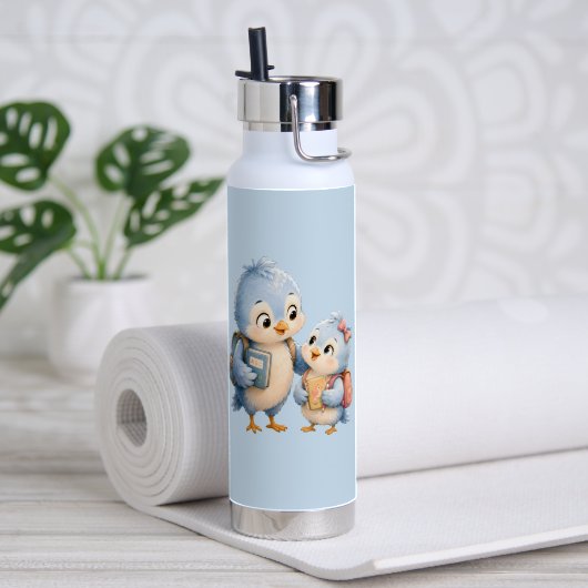 Mooie Blauwe Vogel Broer RVS Waterfles (Yoga (Gedraaid) )