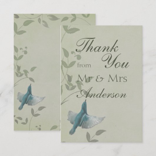 Mooie blauwe vogel Dank je wel Bedankkaart (Voorkant / Achterkant)