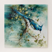 Mooie blauwe vogel in een boom legpuzzel (Horizontaal)