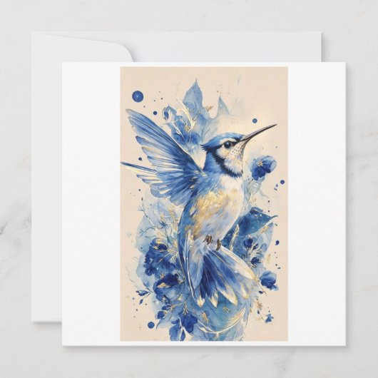 mooie blauwe vogel kaart (Voorkant)