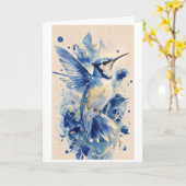 mooie blauwe vogel kaart (Gele Bloem)