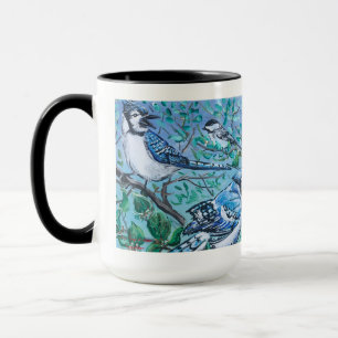 Mooie Blauwe Vogel Kijk Kunst Werk Been China Mok