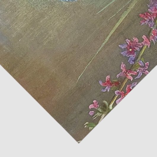 Mooie Blauwe Vogel Kingfisher Waterverf Schilderij Tissuepapier (Detail)